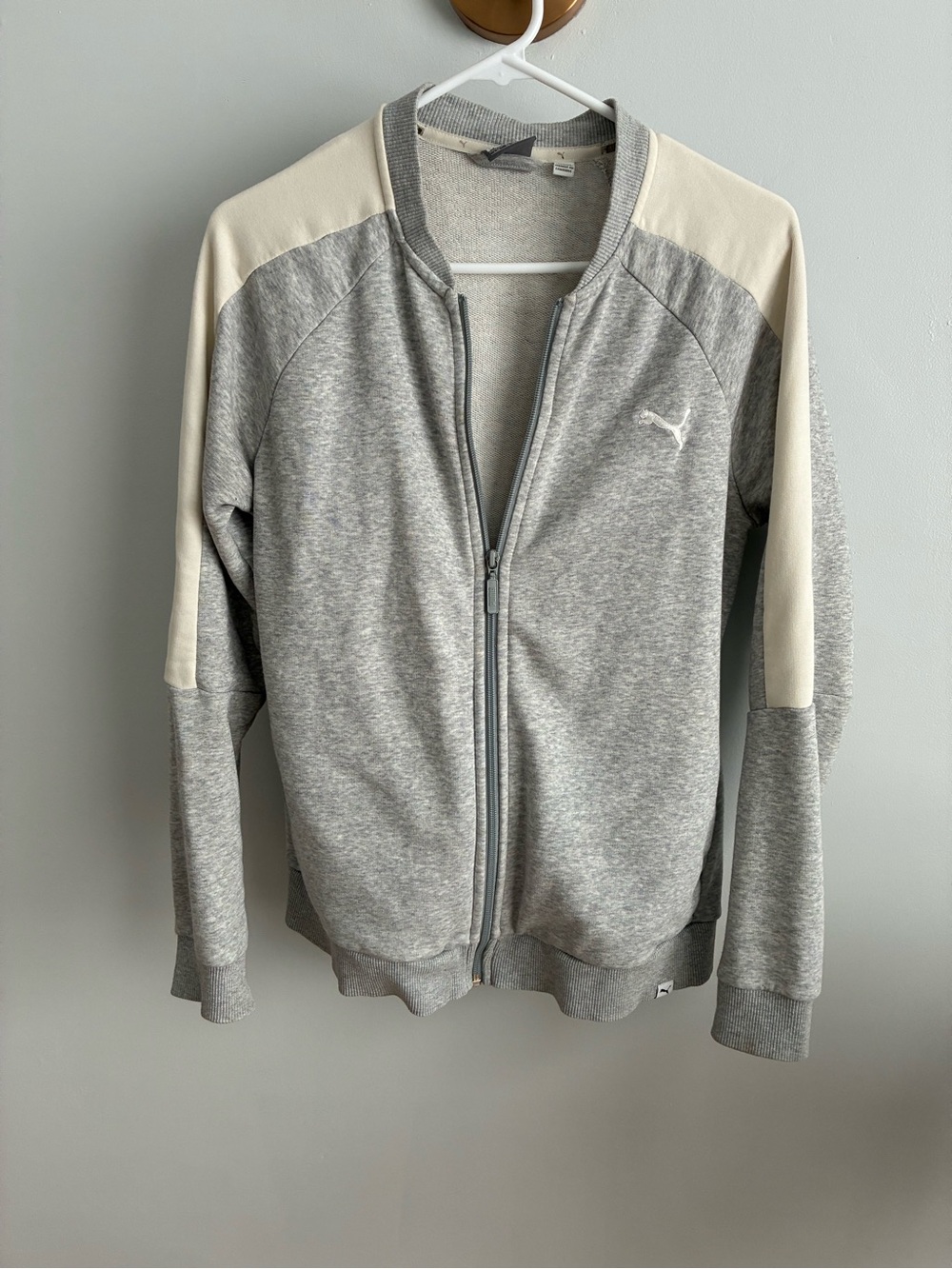 Puma Light Gray and Cream Crew Jacket